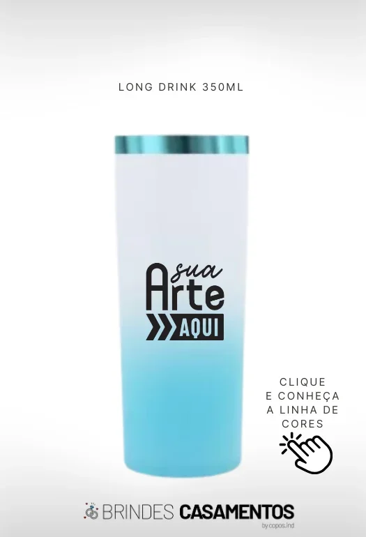 Copos Long Drink Degrad&ecirc; Borda Metalizada
