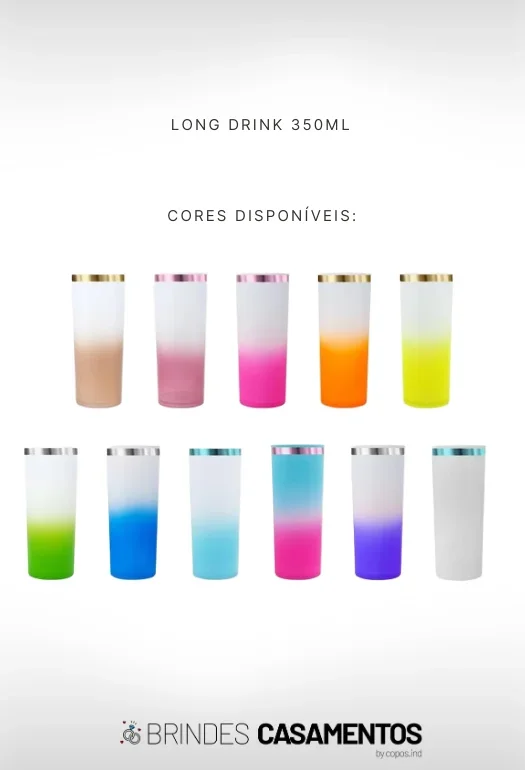 Copos Long Drink Degrad&ecirc; Borda Metalizada