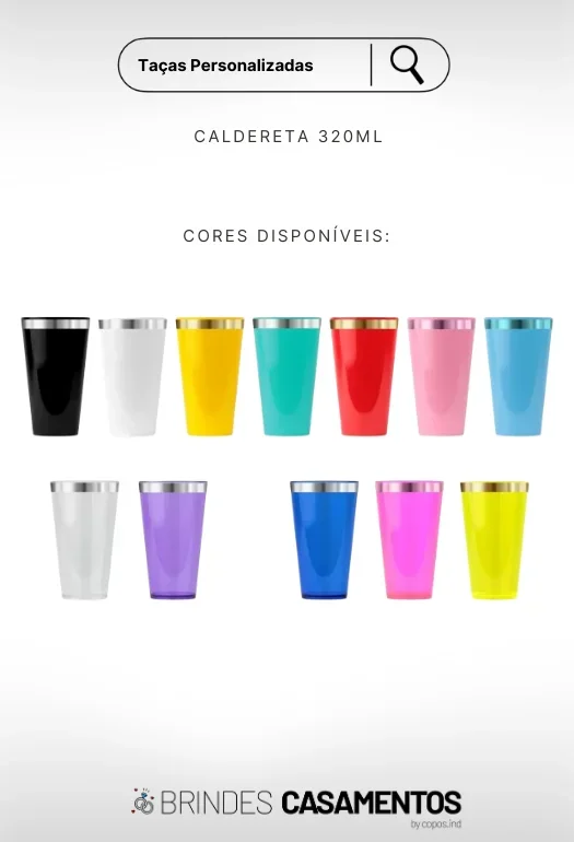 Copo 320 ml personalizado com Borda Metalizada