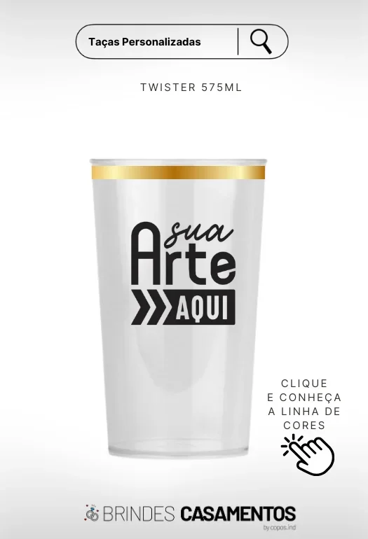 Copo Twister com Borda Metalizado