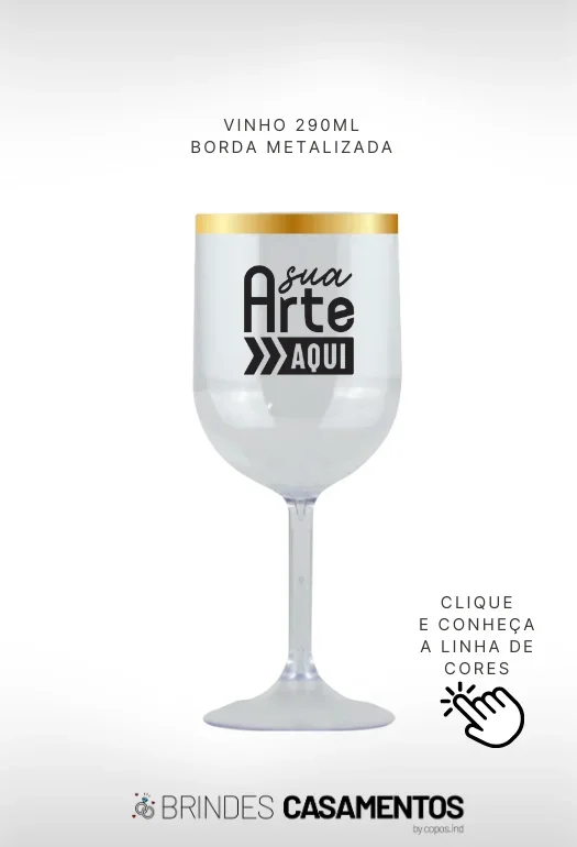 Ta&ccedil;a de Vinho Borda Metalizada