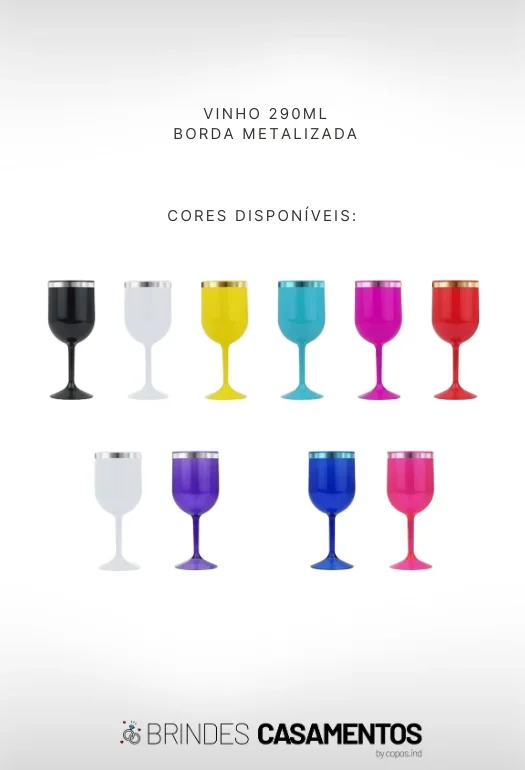 Ta&ccedil;a de Vinho Borda Metalizada